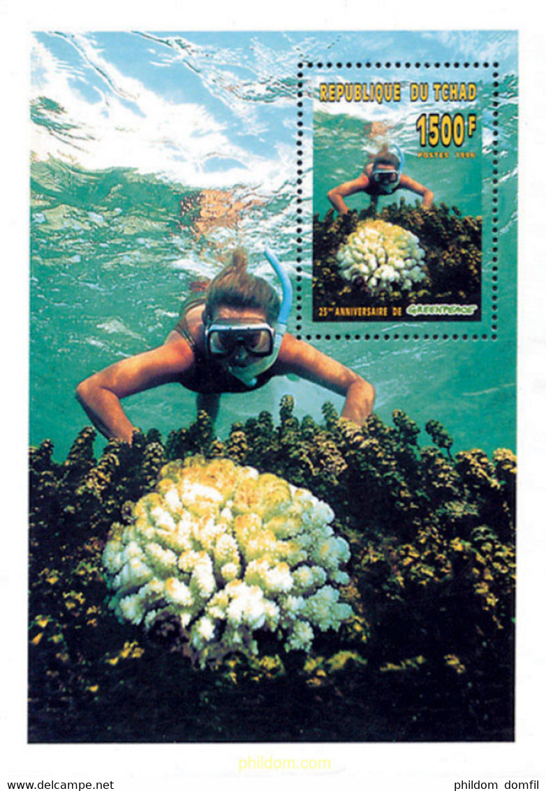 96808 MNH CHAD 1996 25 ANIVERSARIO DE GREENPEACE. CORALES - Diving