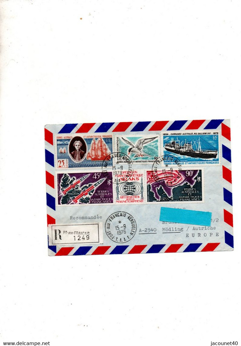 Taaf Kerguelen Port Aux Francais Lettre Du 15/9/1976 En RC - Used Stamps