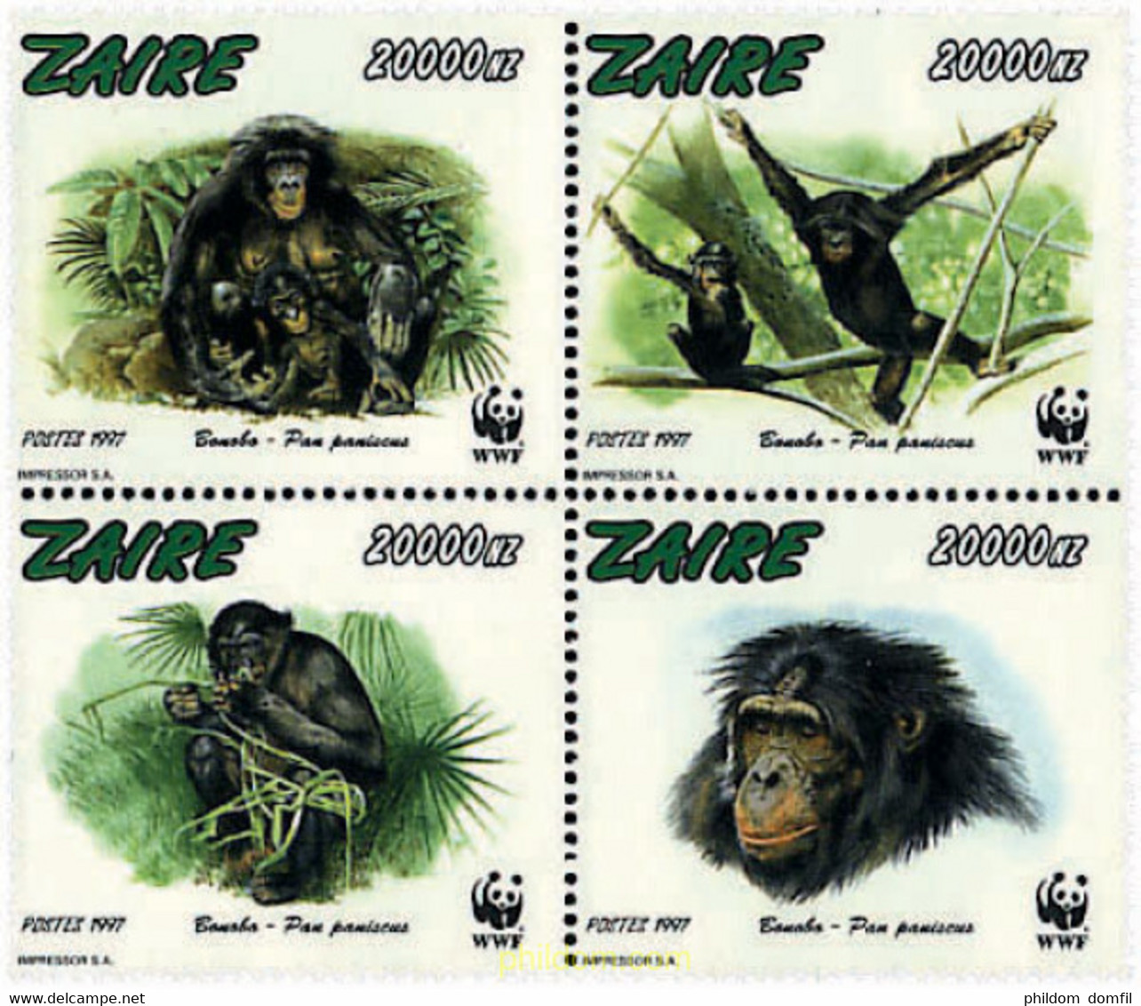 5267 MNH ZAIRE 1997 BONOBO - Sammlungen