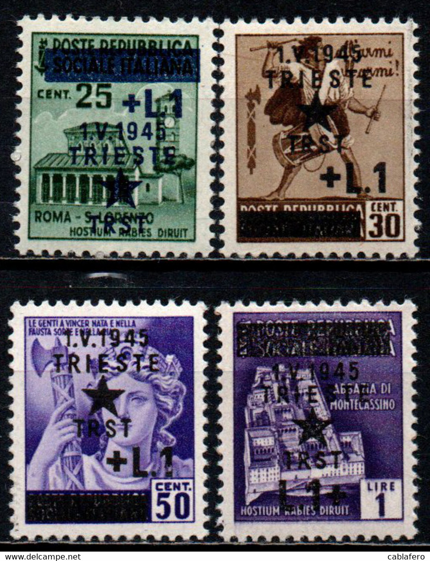 ITALIA - OCCUPAZIONE MILITARE JUGOSLAVA - TRIESTE - 1945 - MONUMENTI DISTRUTTI CON SOVRASTAMPA - MNH - Yugoslavian Occ.: Trieste