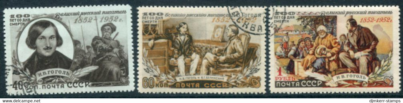 SOVIET UNION 1952 Gogol Death Centenary,used.  Michel 1622-24 - Used Stamps