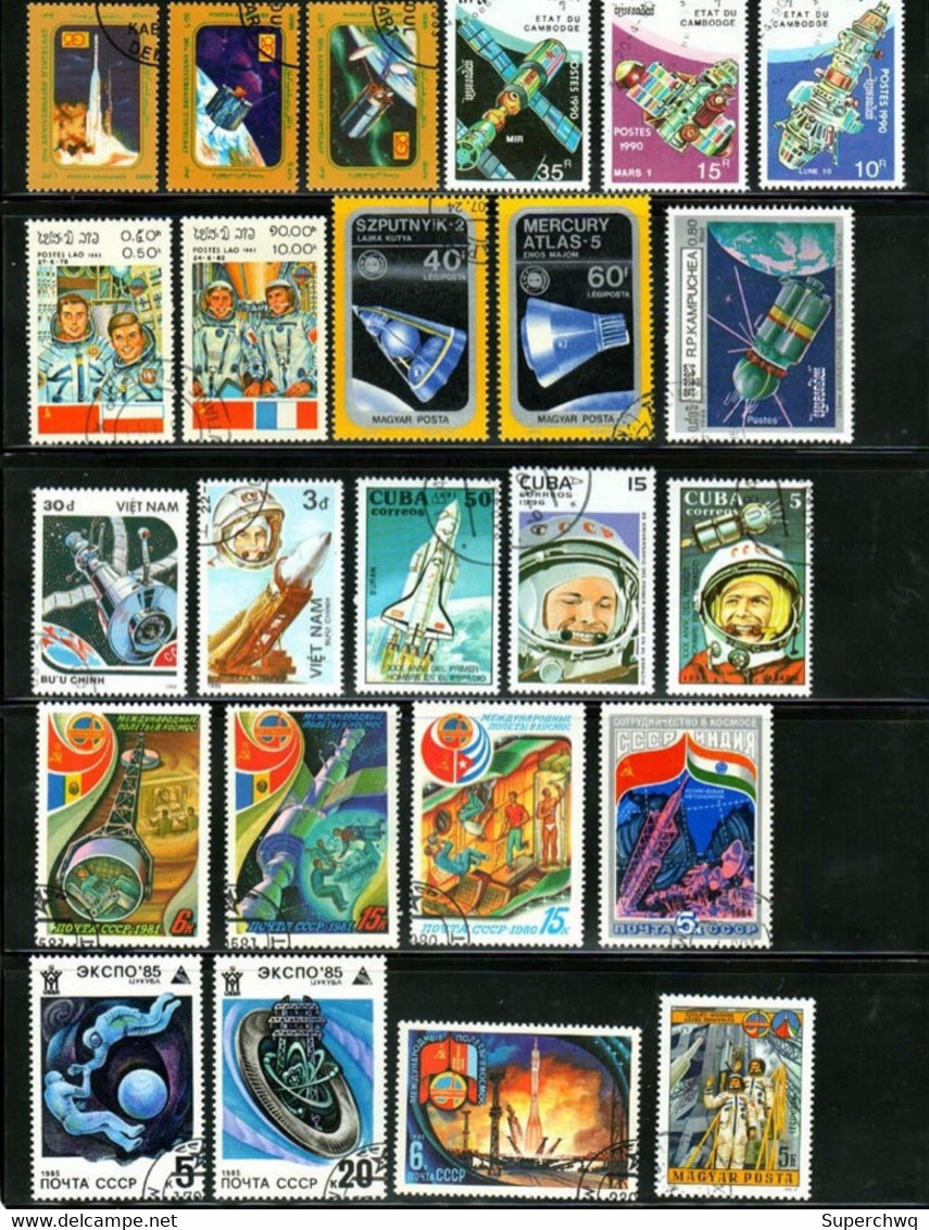 100 Different Aerospace Stamps,CTO - Verzamelingen