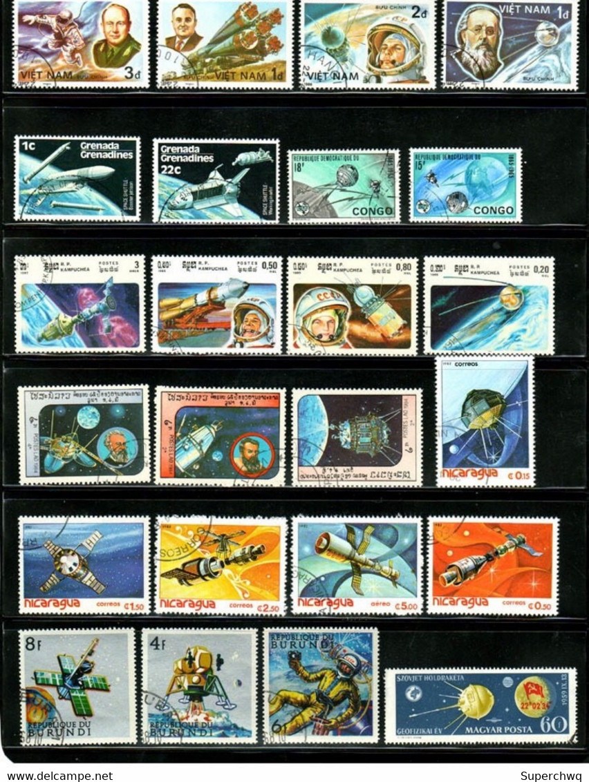 100 Different Aerospace Stamps,CTO - Collections