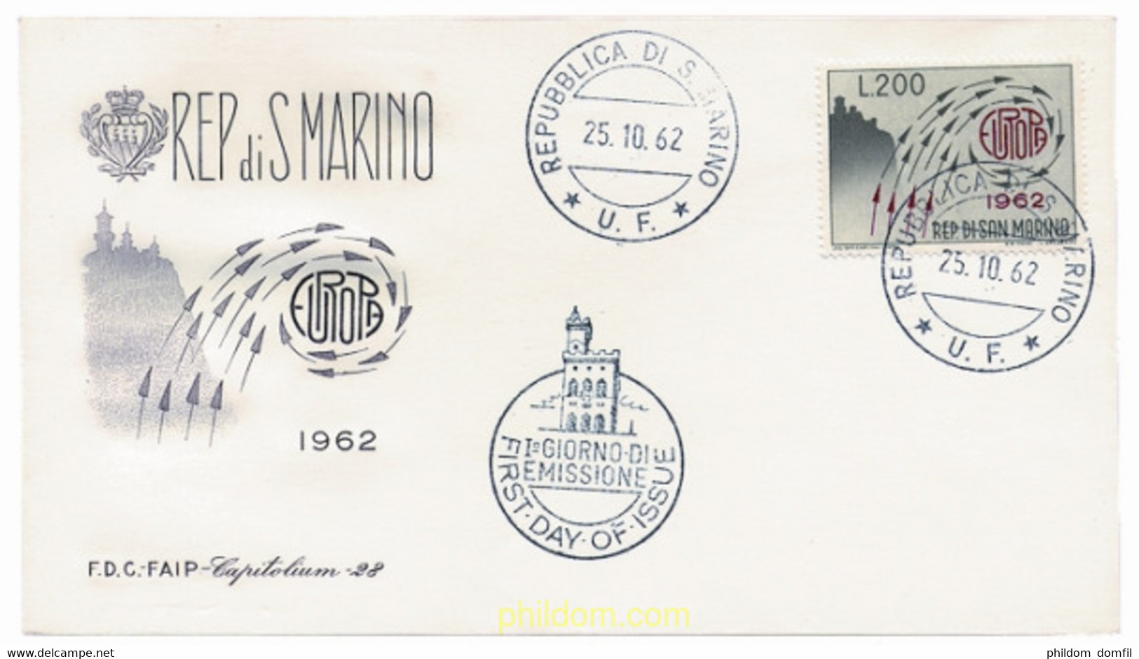 23523 MNH SAN MARINO 1962 EUROPA CEPT. ARBOL CON 19 HOJAS - Used Stamps