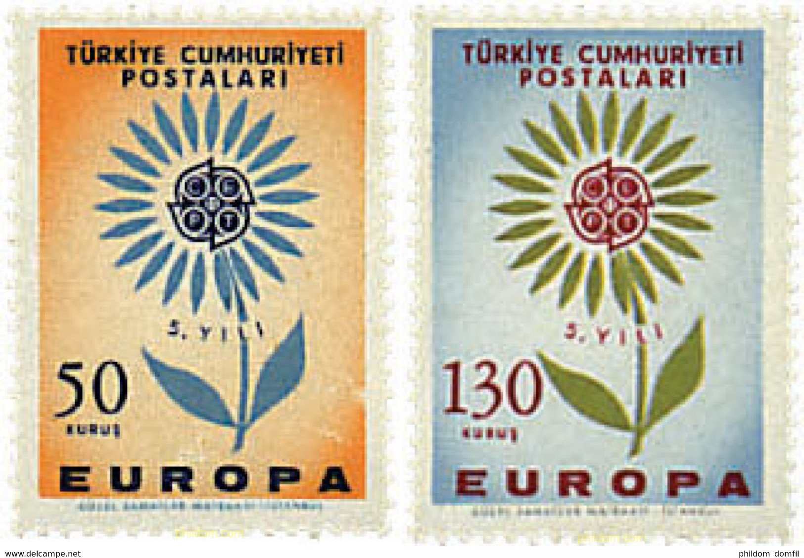 97467 MNH TURQUIA 1964 EUROPA CEPT. MARGARITA CON 22 PETALOS - Colecciones & Series