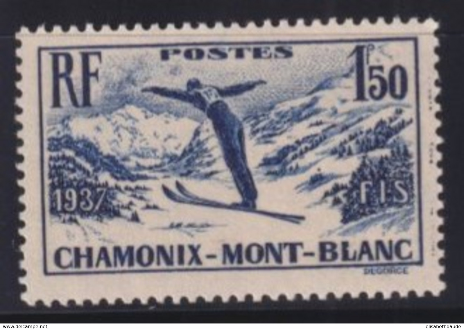 1937 - YVERT N° 334 ** MNH - COTE = 16 EUR. - SKI - Nuevos