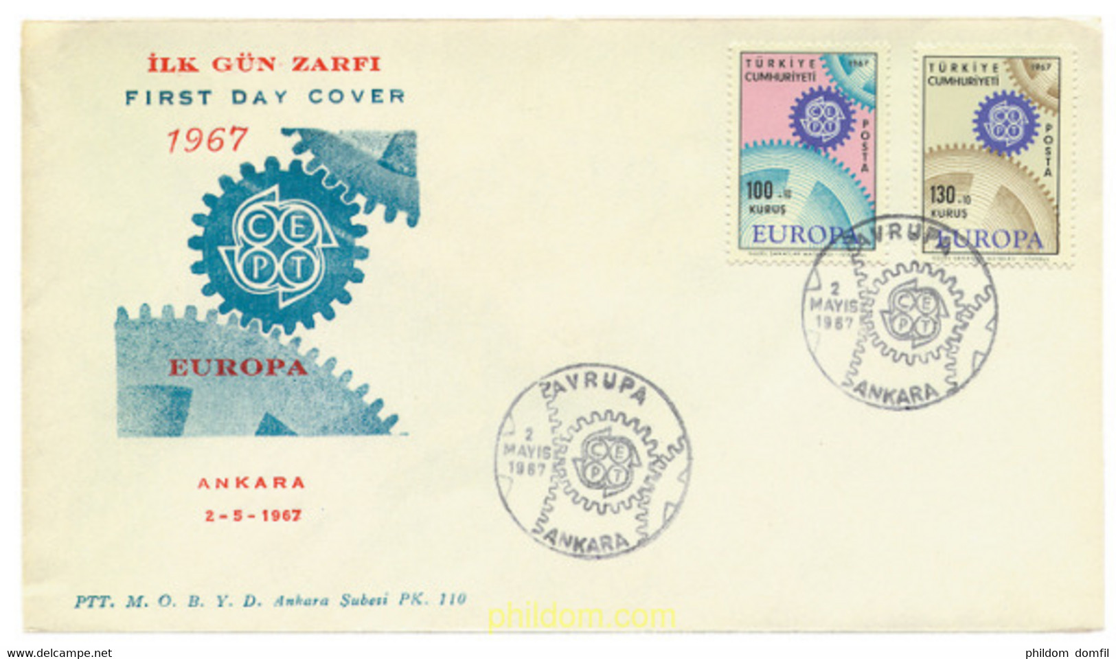 23589 MNH TURQUIA 1967 EUROPA CEPT. ENGRANAJES - Collezioni & Lotti