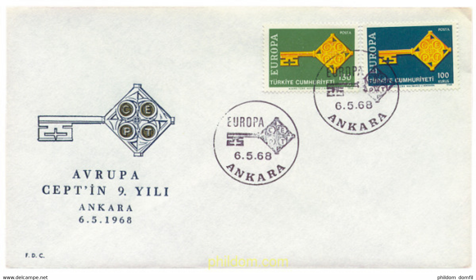 23604 MNH TURQUIA 1968 EUROPA CEPT 1968 - LLAVE DORADA - Collezioni & Lotti