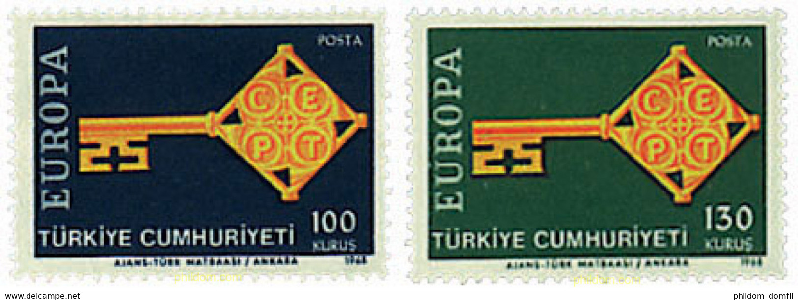 62168 MNH TURQUIA 1968 EUROPA CEPT 1968 - LLAVE DORADA - Collections, Lots & Séries