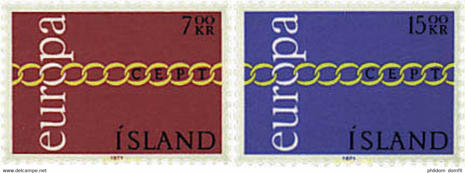 62198 MNH ISLANDIA 1971 EUROPA CEPT. FRATERNIDAD Y COOPERACION - Collections, Lots & Séries
