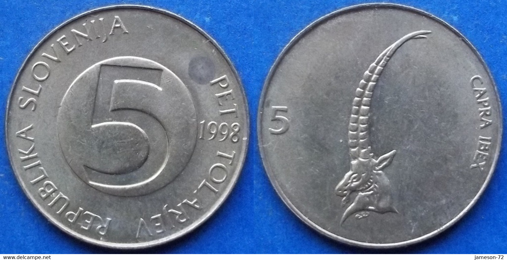 SLOVENIA - 5 Tolarjev 1998 "alpine Ibex" KM# 6 Republic Tolar Coinage (1991-2006) - Edelweiss Coins - Slovenia
