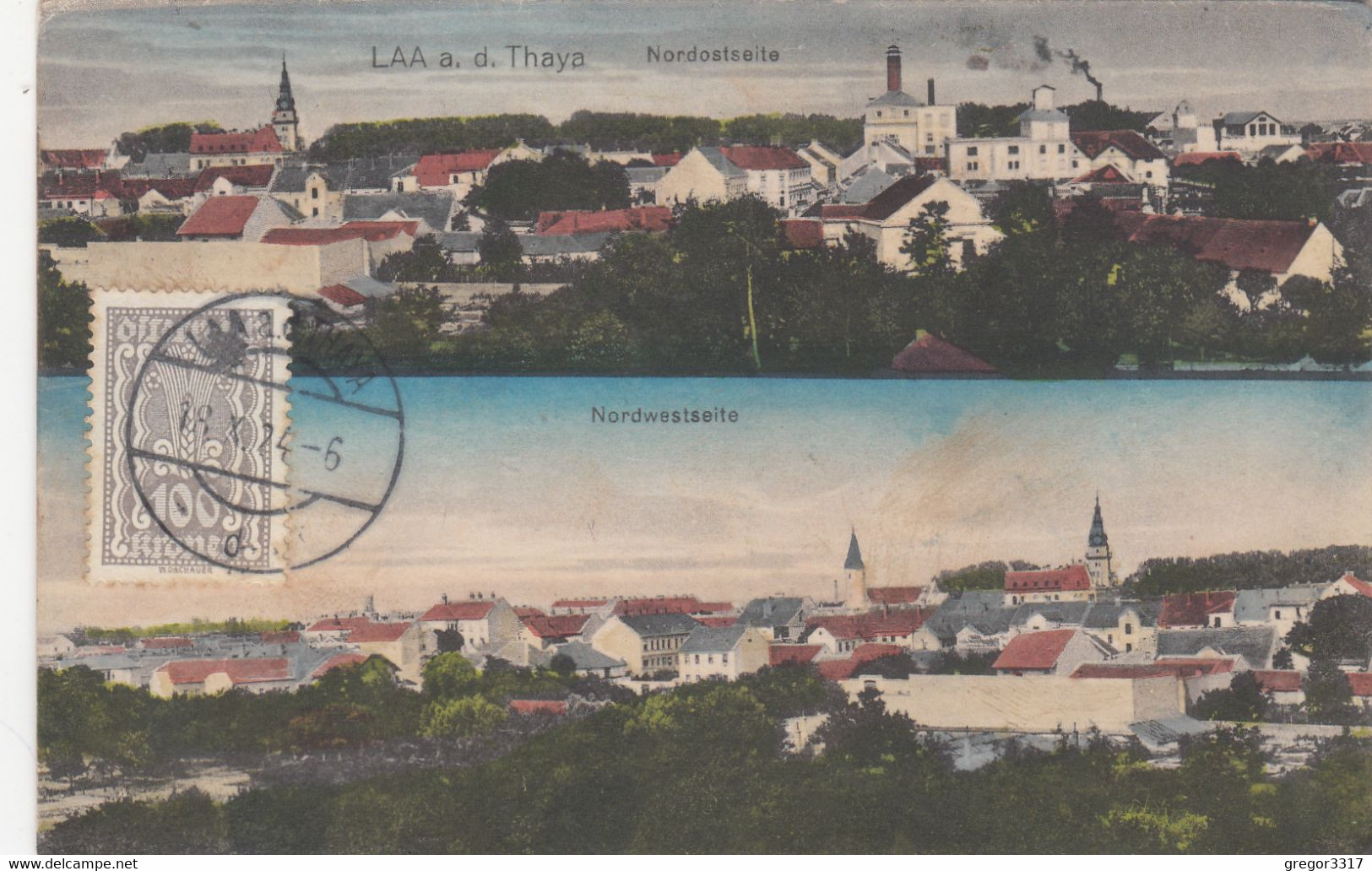 B9829) LAA A. D. THAYA - Nordostseite U. Nordwestseite - TOP ZWEIBILD AK - Haus DETAILS Usw. 1924 - Laa An Der Thaya