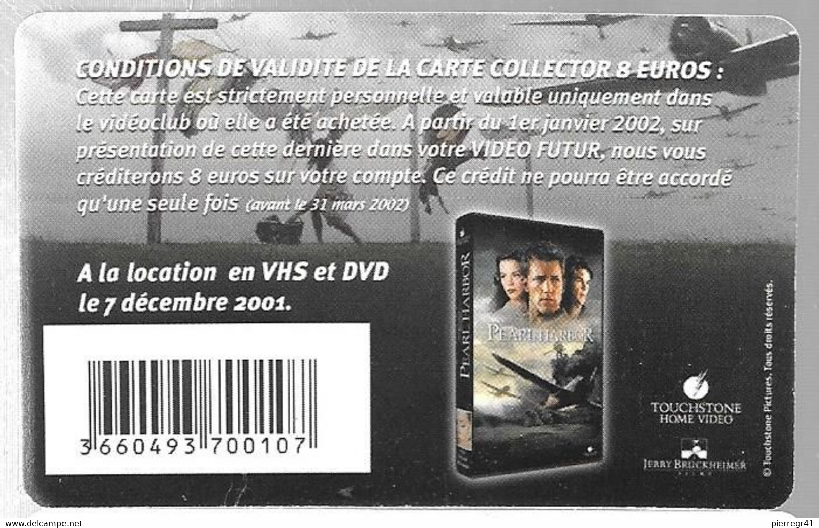 CARTE-VIDEO FUTUR-8€ PEARL HARBOR 2002-TBE - - Subscription