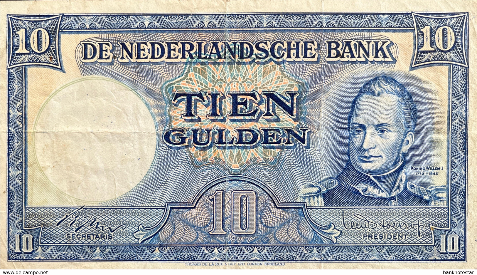 Netherlands 10 Gulden, P-75b (07.05.1945) - Very Fine - 10 Gulden
