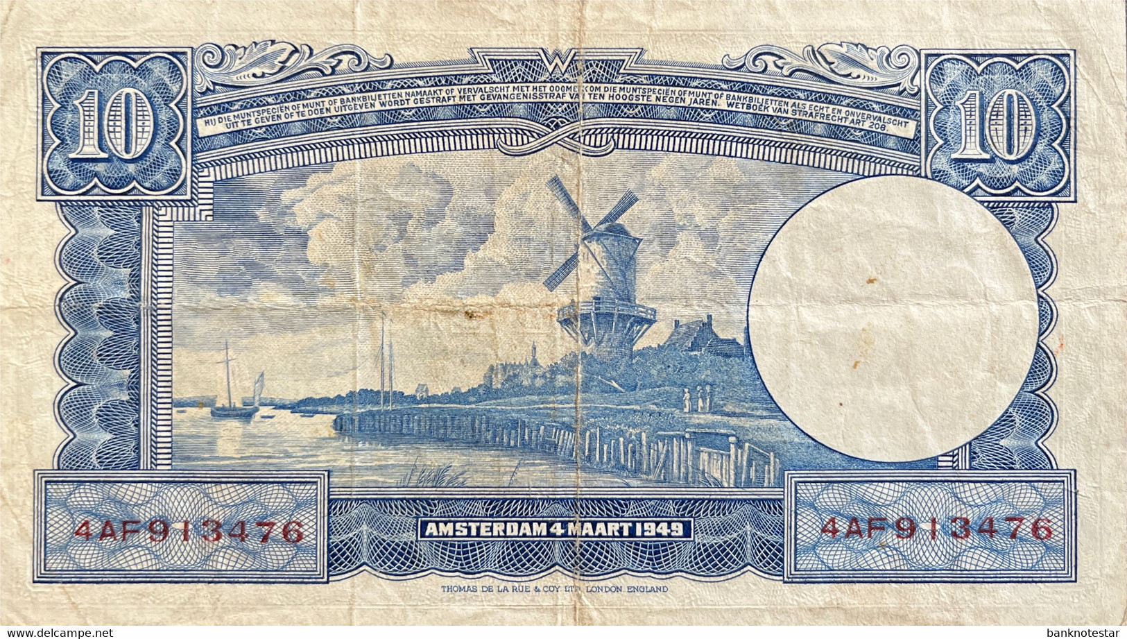 Netherlands 10 Gulden, P-75b (07.05.1945) - Very Fine - 10 Gulden