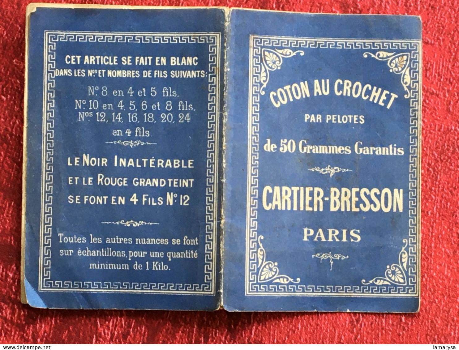 CARTIER-BRESSON Paris Coton Au Crochet Par Pelotes De 50 Gr Garantis-Loisir Créatif Vintage Pattern- Scrapbooking-modèle - Punto De Cruz