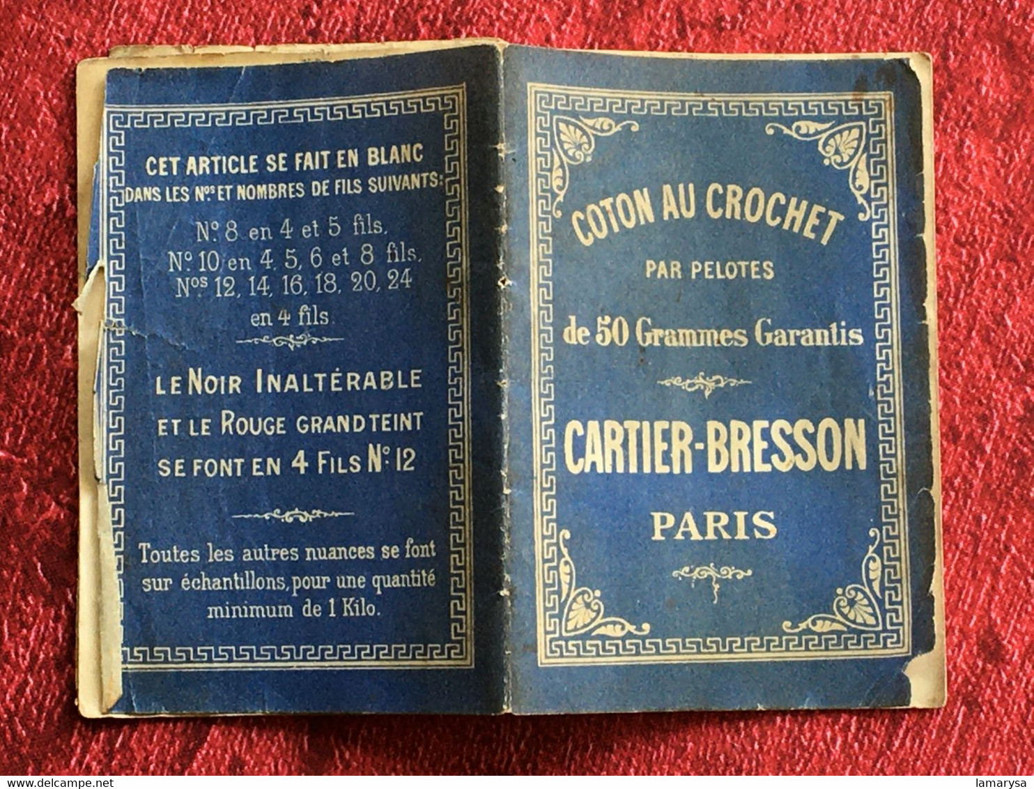 CARTIER-BRESSON Paris Coton Au Crochet Par Pelotes De 50 Gr Garantis-Loisir Créatif Vintage Pattern- Scrapbooking-modèle - Punto De Cruz