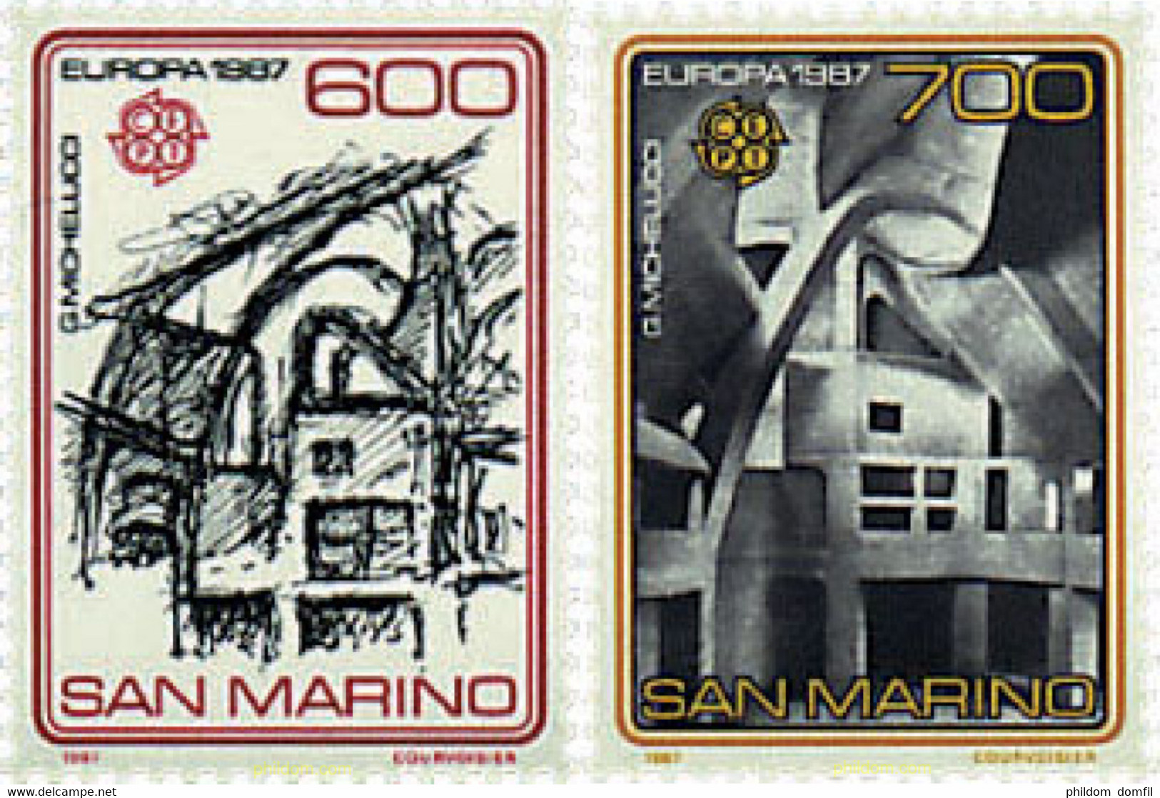 62674 MNH SAN MARINO 1987 EUROPA CEPT. ARQUITECTURA MODERNA - Used Stamps