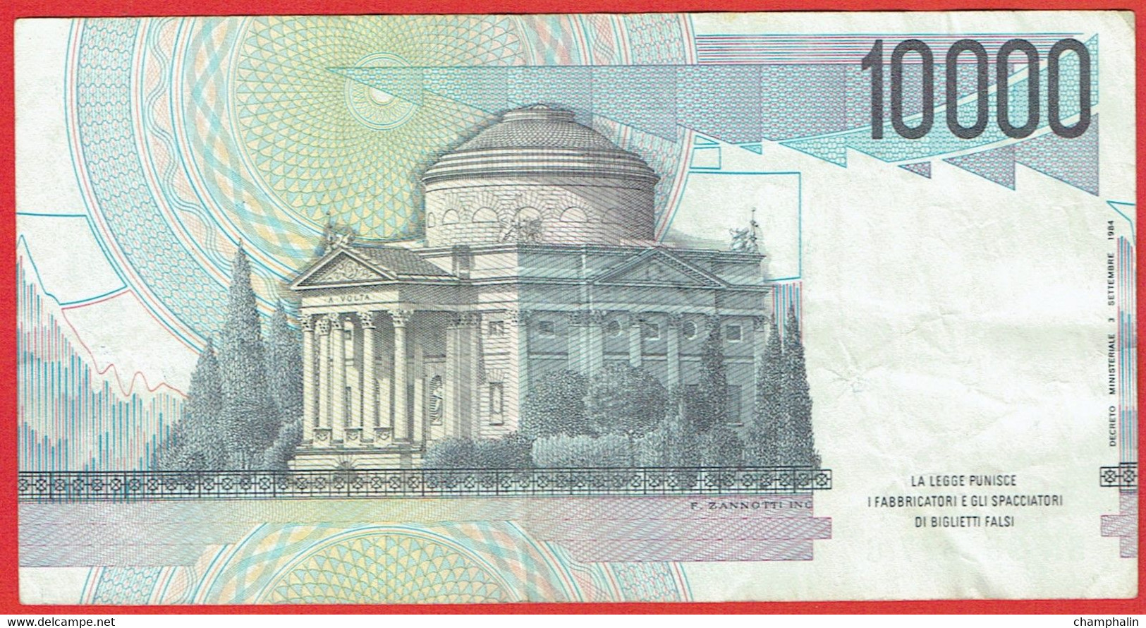 Italie - Billet De 10000 Lire - A. Volta - 3 Septembre 1984 - P112d - 10.000 Lire