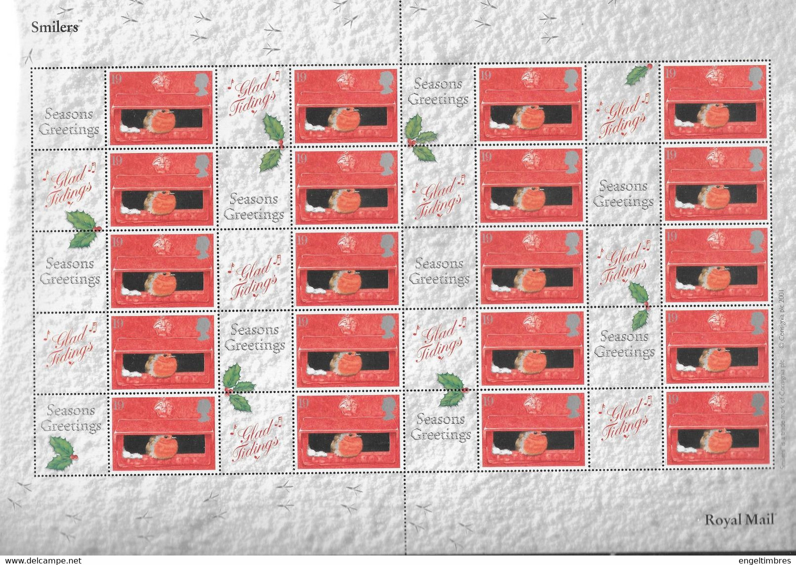 GB 2001 Smilers Sheets (2) Consigna Issue - Timbres Personnalisés