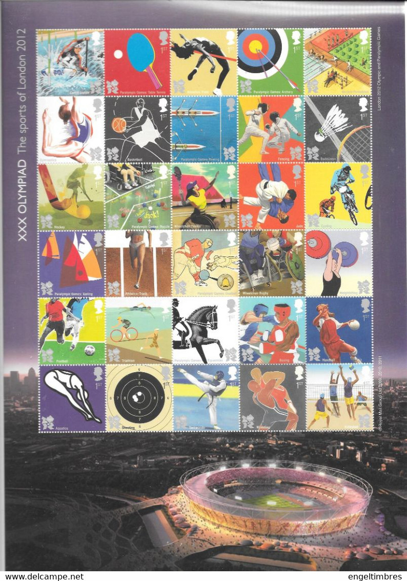 GB  Smilers Sheets  2012  Olympic Games - Timbres Personnalisés