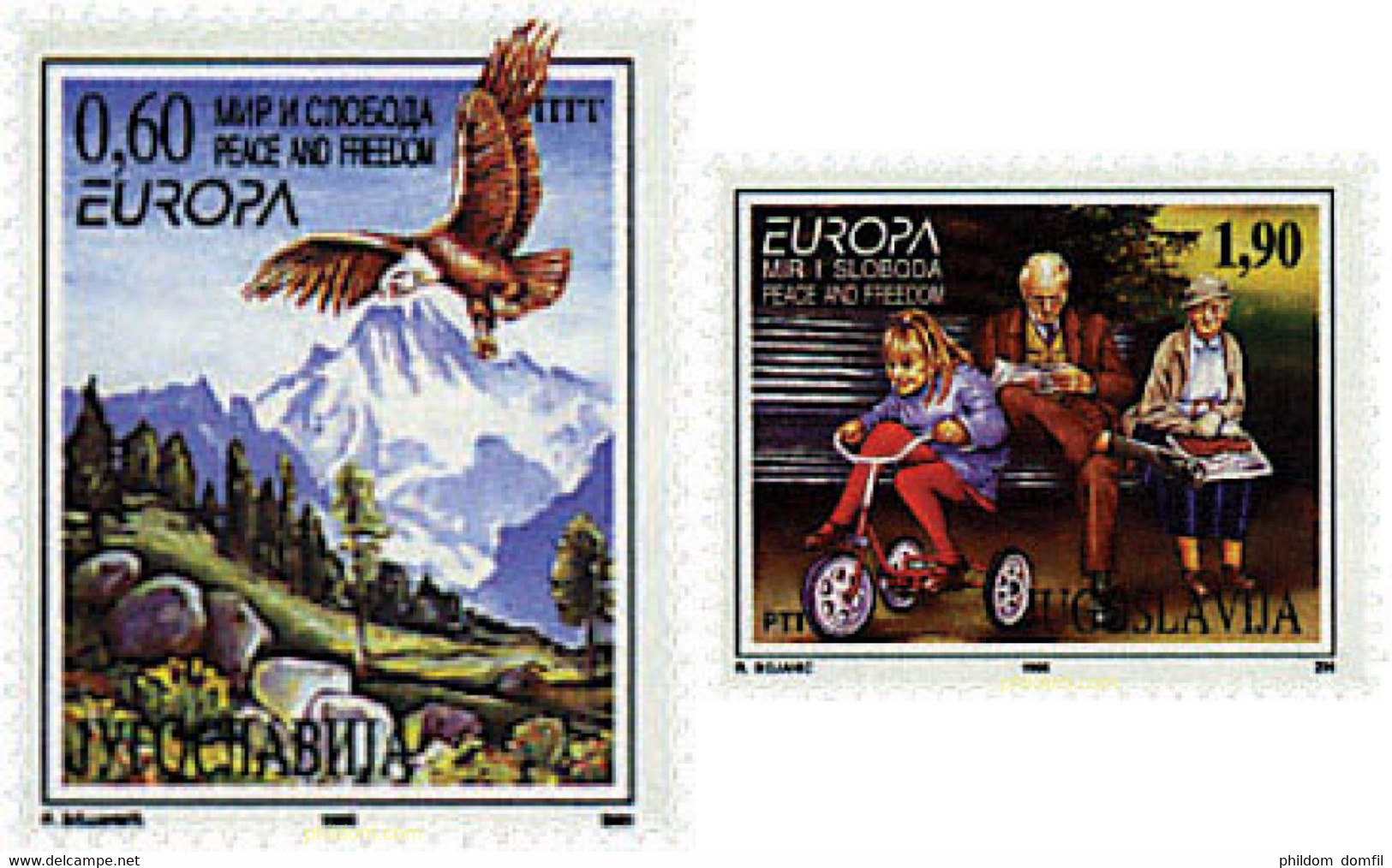 67347 MNH YUGOSLAVIA 1995 EUROPA CEPT. PAZ Y LIBERTAD - Oblitérés