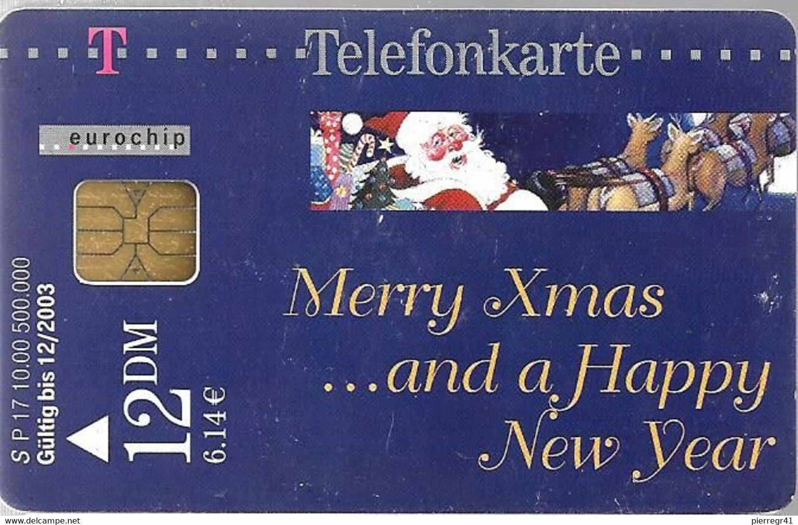 CARTE-PUCE-2000-ALLEMAGNE-12DM-SP17-MERRY XMAS And NEW YEAR-Utilisé TBE - Noel
