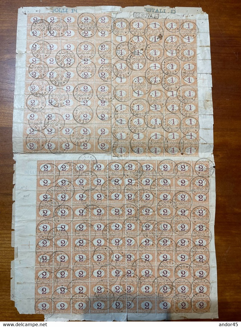 Bellissimo Blocco Di Segnatasse Composto Da 50 Esemplari Del 1 Cent. + 150 Esemplari Del 2 Cent. - Tutti Usati - Postage Due