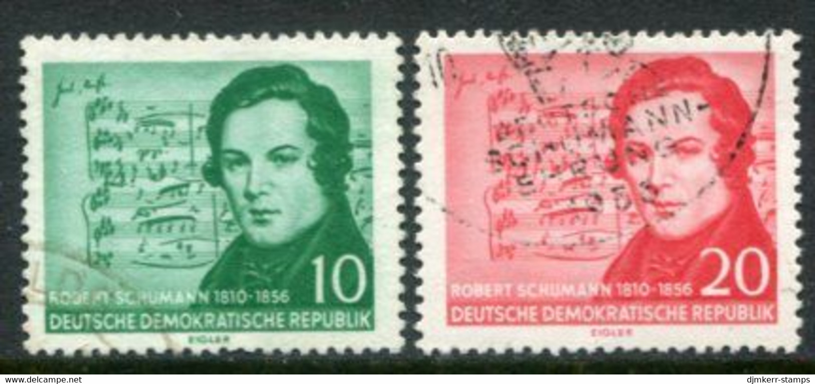 DDR / E. GERMANY 1956 Schumann Centenary II Used.  Michel  541-42 - Oblitérés