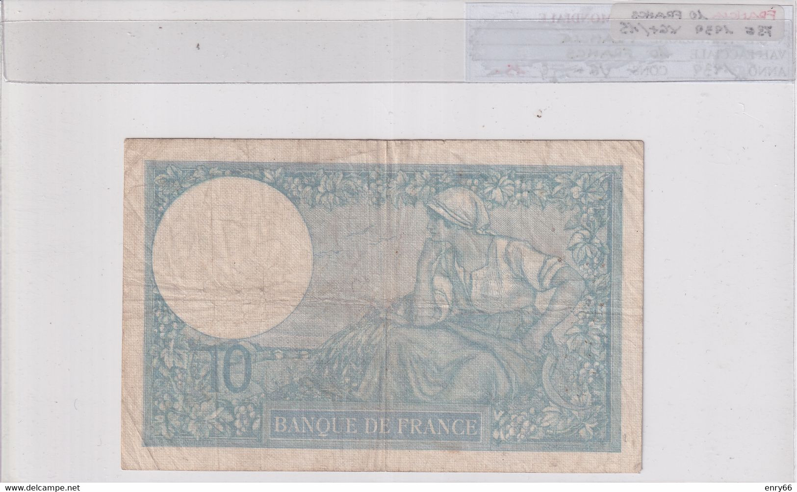 FRANCIA 10 FRANCS 1939 P 73E - 10 F 1916-1942 ''Minerve''