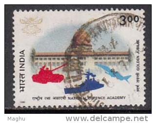 India Used 1999,  National Defence Academy, Tri Service Academy For Army, Navy, Air Force, Ship, Airplane (sample Image) - Used Stamps