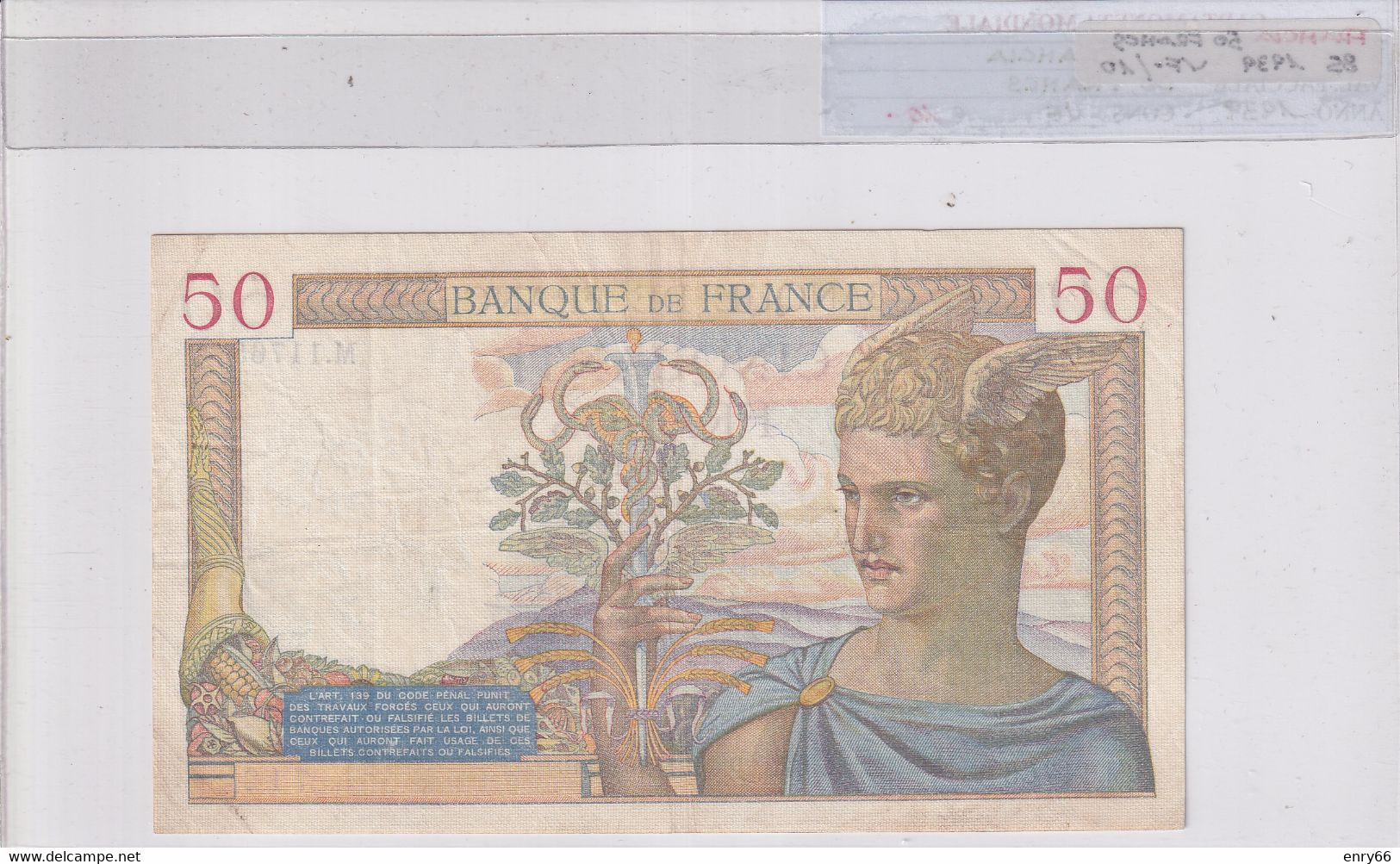 FRANCIA 50 FRANCS 1937 P 81 - 50 F 1934-1940 ''Cérès''