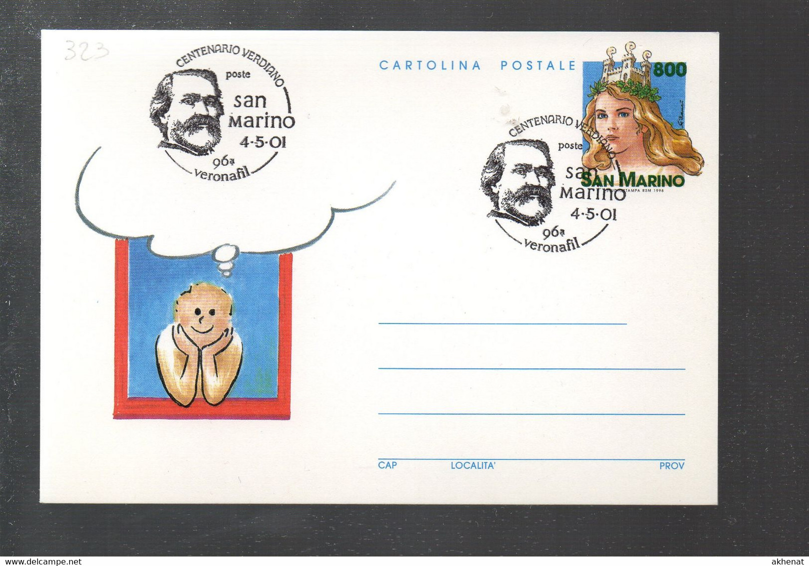 323EML - SAN MARINO Verdi , Cartolina Postale Con Annullo "centenario Verdiano 4.5.2001" - Cartas & Documentos