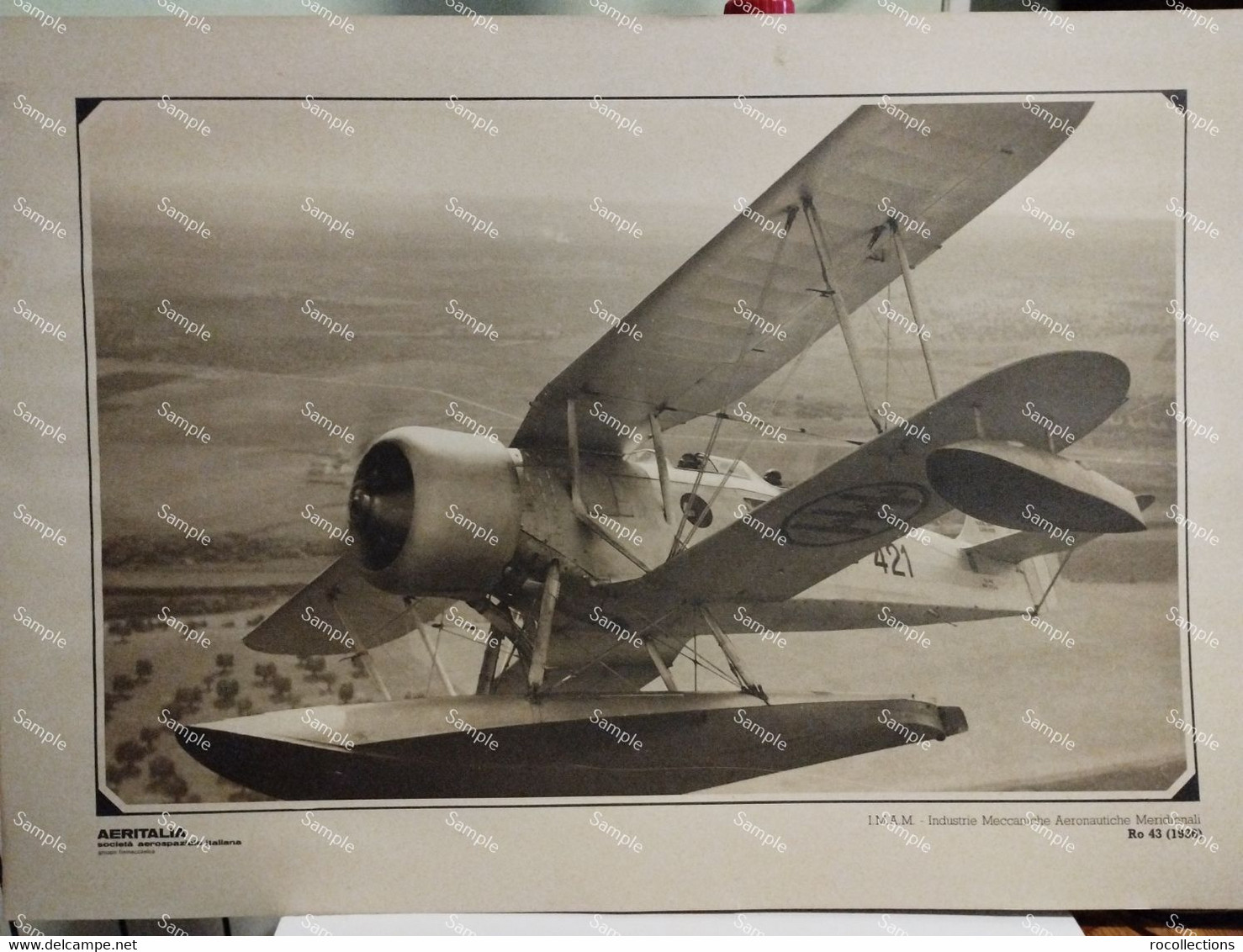 Foto Riproduzione Aviazione AERITALIANIndustrie Meccaniche Aeronautiche Meridionali Ro 43 1936 - Aviazione