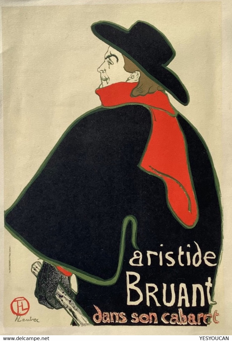 TOULOUSE-LAUTREC: “ARISTIDE BRUANT CABARET (1893)” LITHOGRAPH Vintage~1930-1950th Ex R.G MICHEL, PARIS (lithographie Art - Litografía