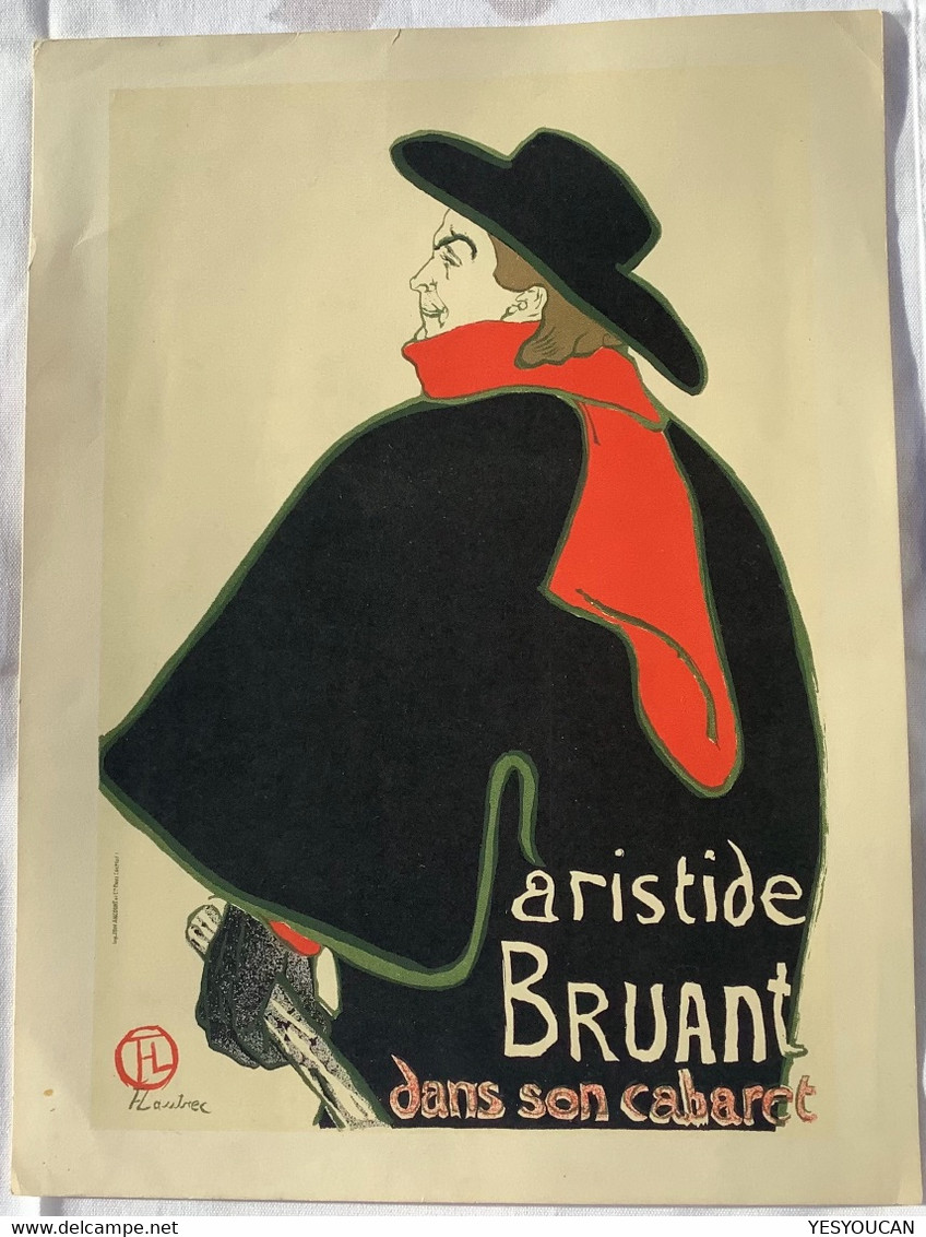 TOULOUSE-LAUTREC: “ARISTIDE BRUANT CABARET (1893)” LITHOGRAPH vintage~1930-1950th ex R.G MICHEL, PARIS (lithographie art