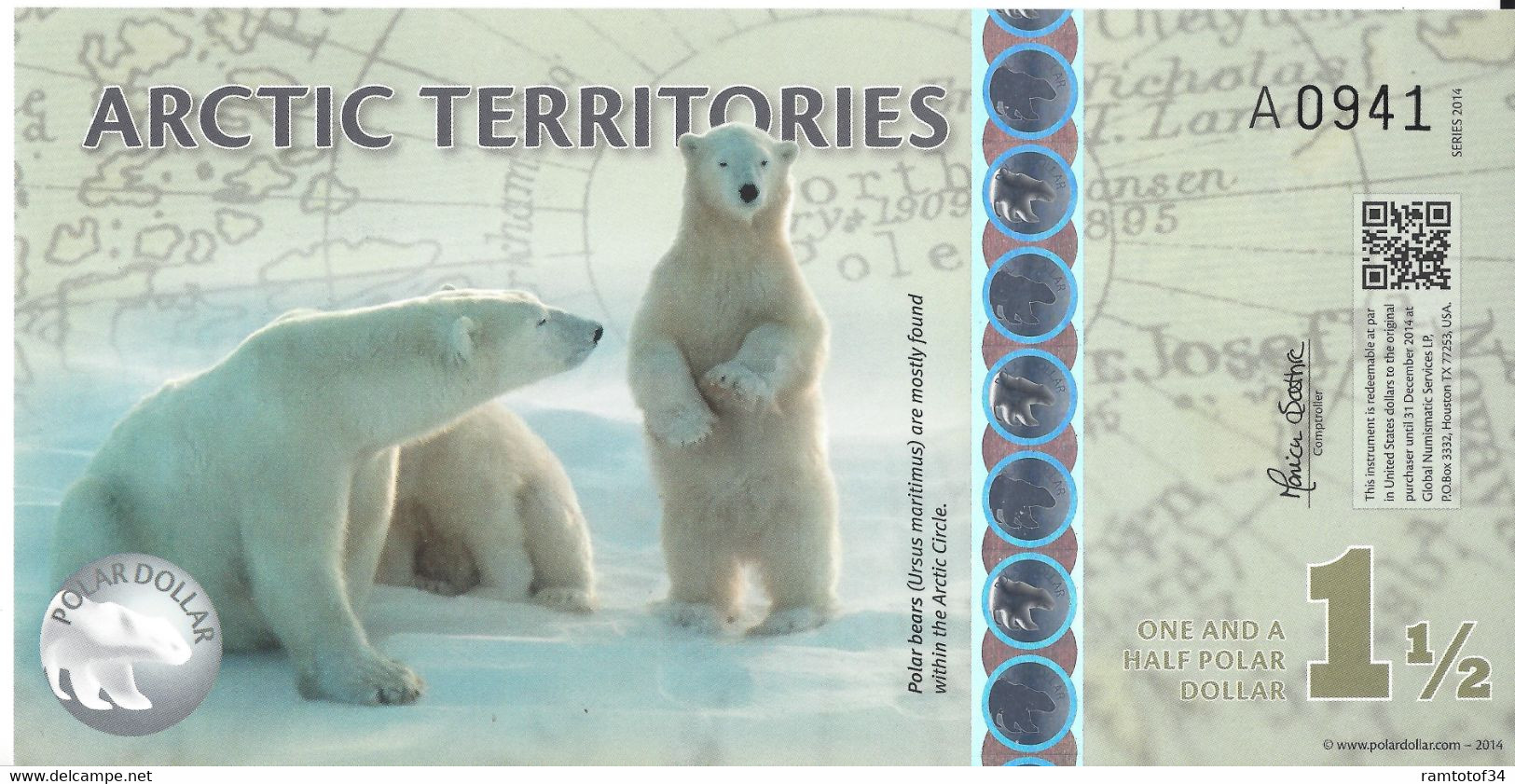 ARCTIC TERRITORIES - 1,5 Polar Dollars 2014 Polymer UNC - Fictifs & Spécimens