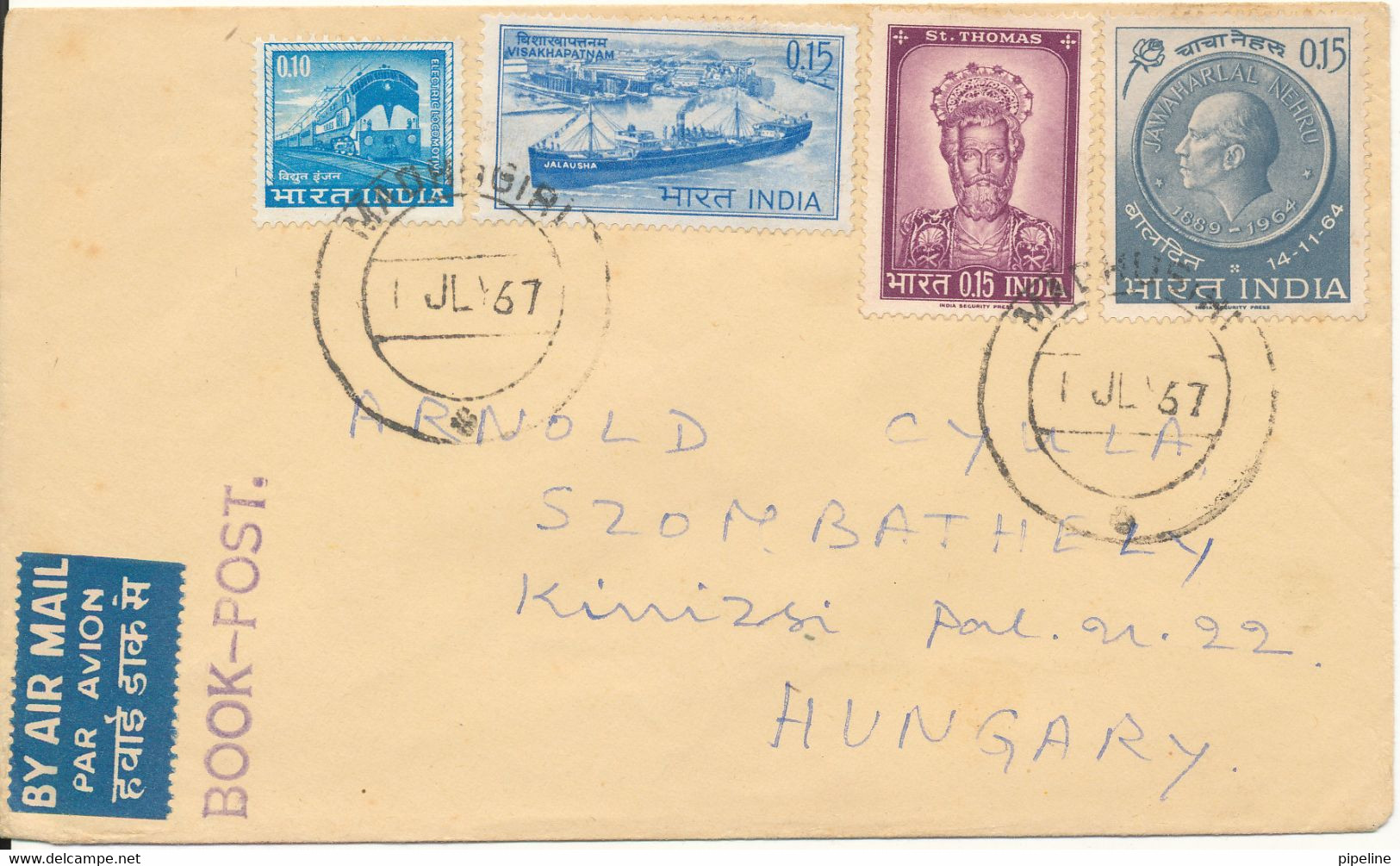 India Cover Sent Air Mail To Denmark 1-7-1967 With More Topic Stamps - Poste Aérienne