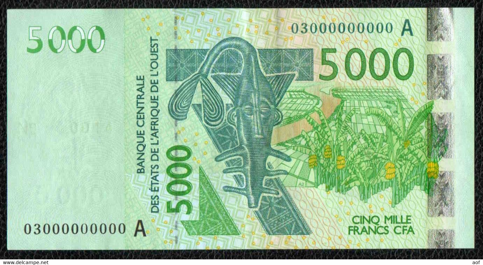 5000F CFA 2003 N°000000000 CÔTE D'IVOIRE - SPECIMEN Non Fini - Ivoorkust