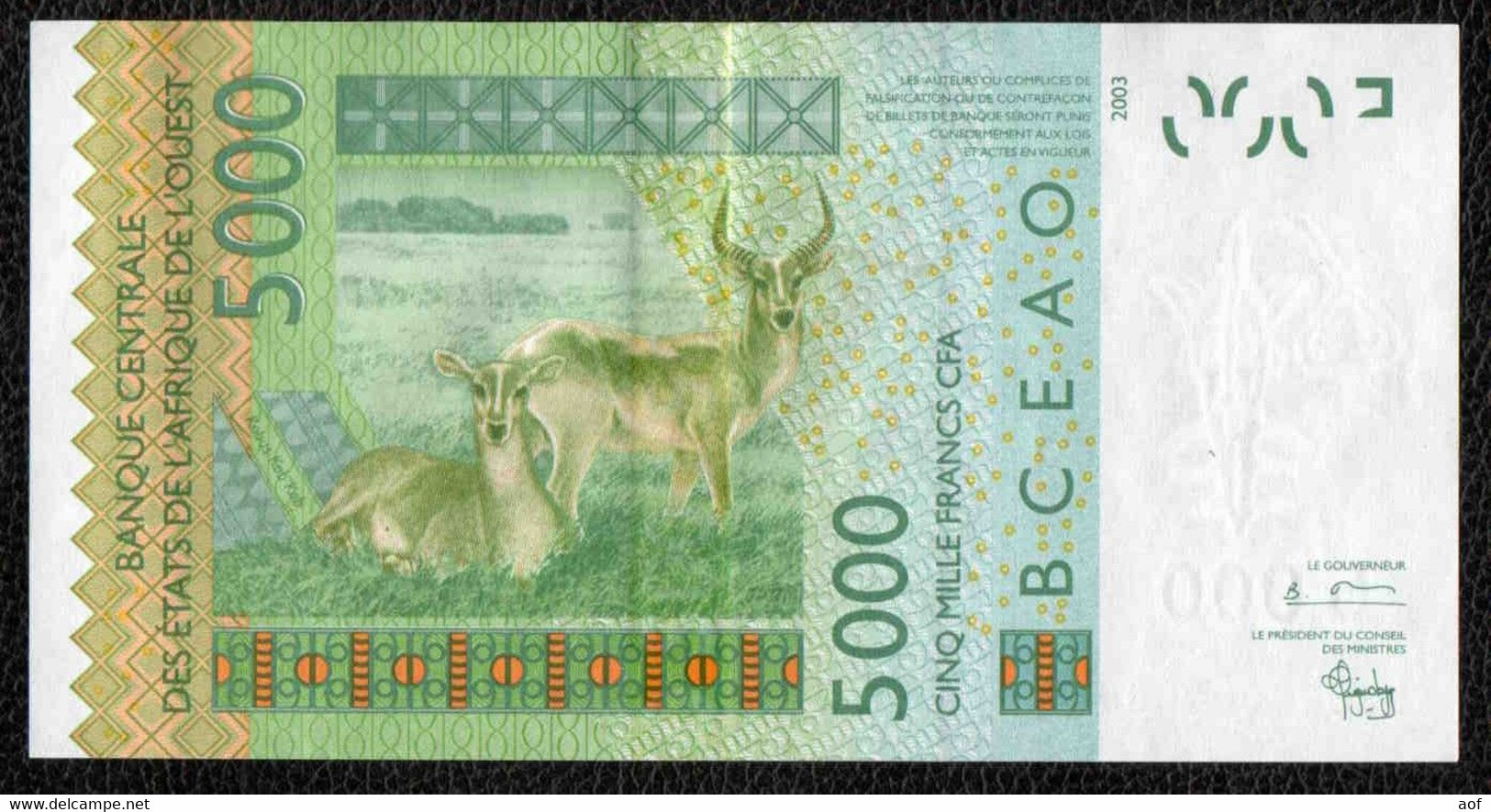 5000F CFA 2003 N°000000000 CÔTE D'IVOIRE - SPECIMEN Non Fini - Costa De Marfil