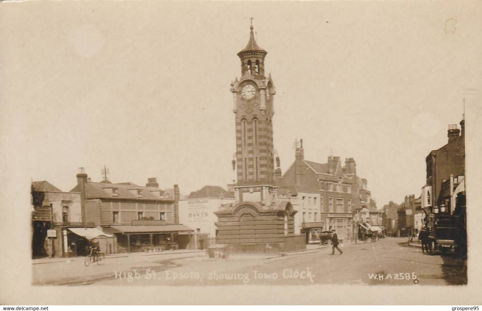 HIGH ST EPSOM SHOWING TOWN CLOCK RARE - Surrey