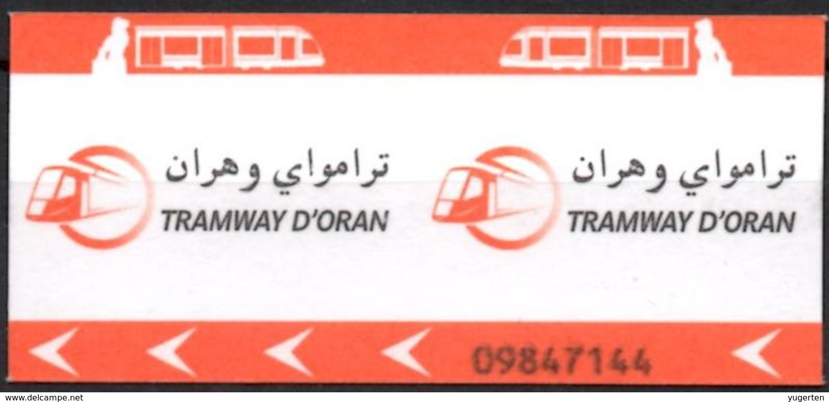 Ticket Transport Algeria Tram Tramway Oran Billete De Transporte Tranvía - Monde