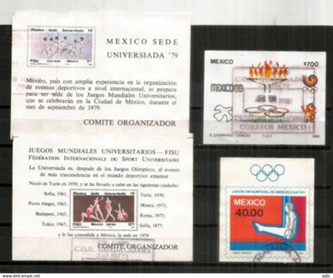 MEXIQUE. Quatre (4) Blocs-Feuillets, Oblitérés, 1 ère Qualité (Olympiades Et Jeux Sportifs Universitaires) Lot # 4 - Vrac (max 999 Timbres)