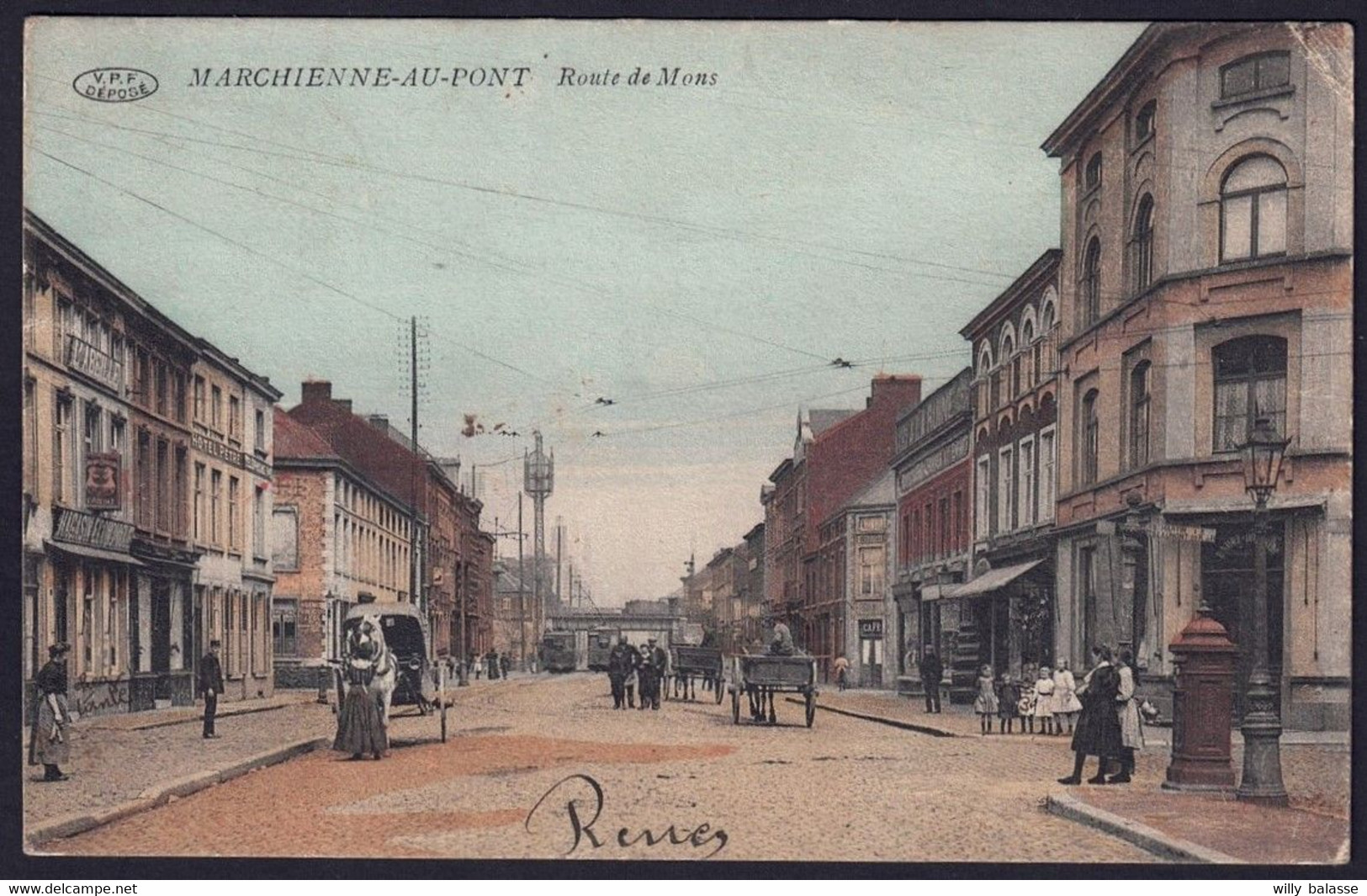 +++ CPA - MARCHIENNE AU PONT - Route De Mons - Carte Animée En Couleur   // - Charleroi