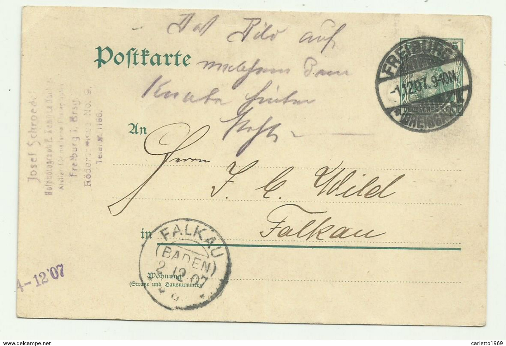 POSTKARTE FREIBURG - FALKAU BADEN 1907 FP - Used Stamps