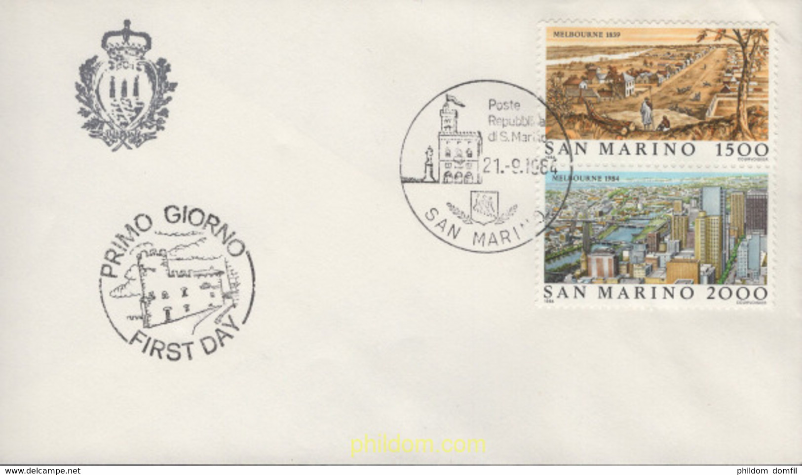 391596 MNH SAN MARINO 1984 LAS GRANDES CIUDADES DEL MUNDO. MELBOURNE - Oblitérés