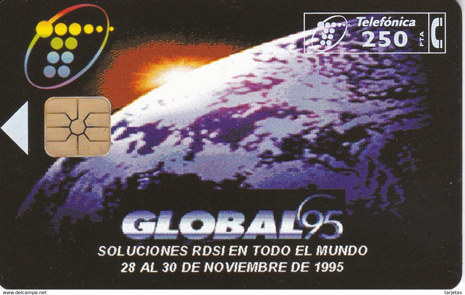 G-009 TARJETA DE ESPAÑA DE GLOBAL'95  TIRADA 6100 Y FECHA 11/95 (PLANETA TIERRA) - Danke-Schön-Karten