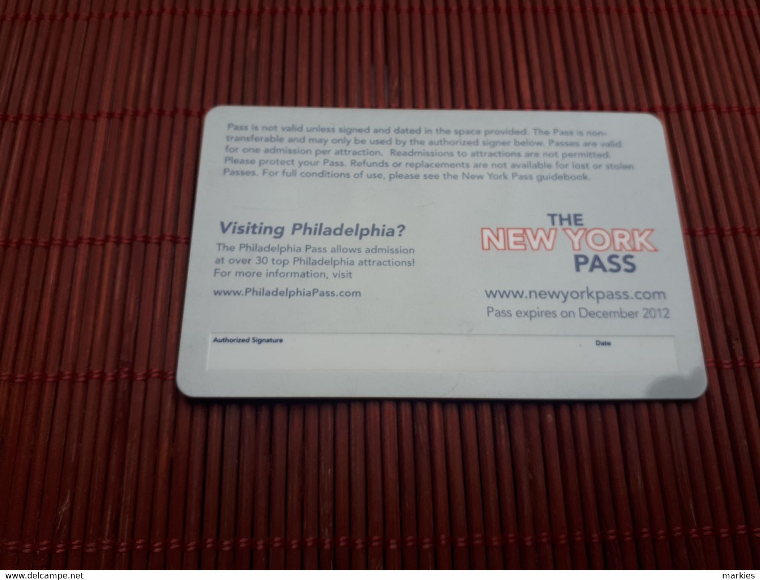 The New York Pass Not Phonecard 2 Scans  Rare - Origine Sconosciuta