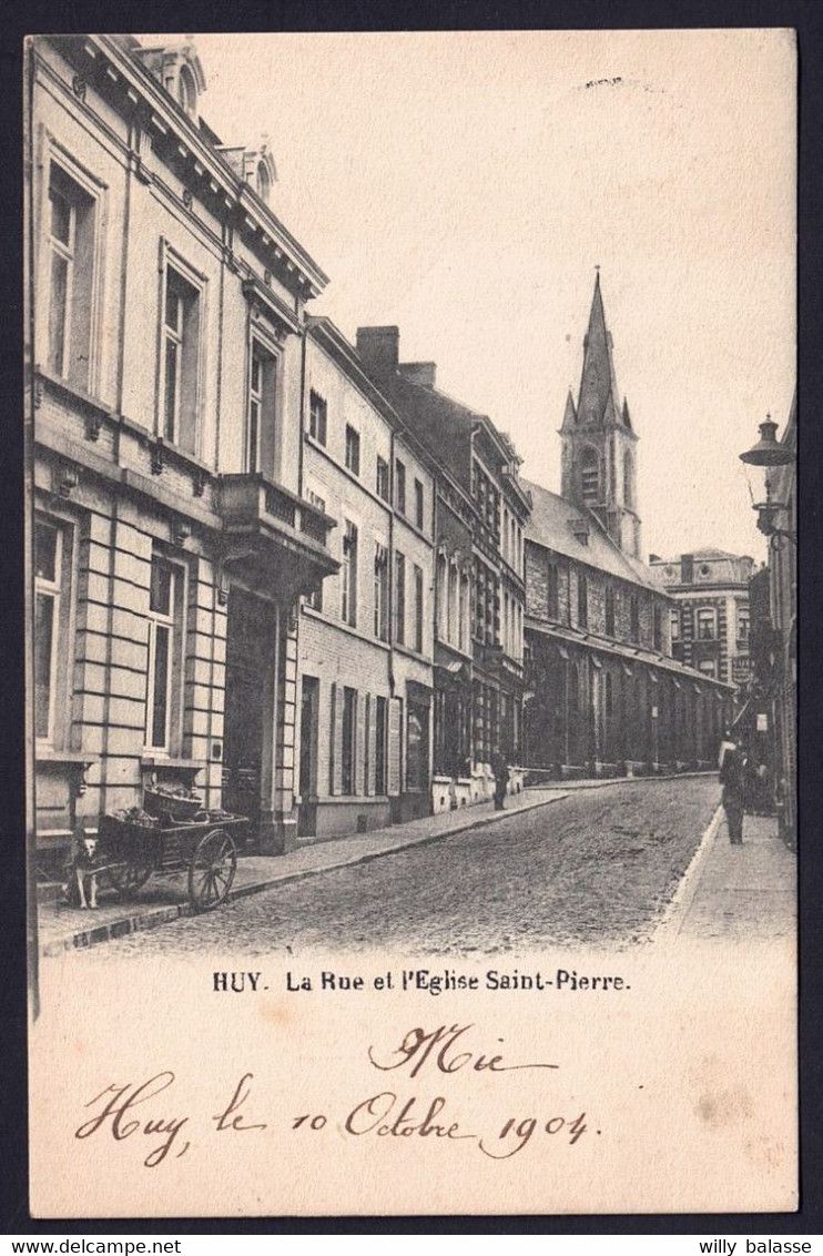 +++ CPA - HUY - La Rue Et L'Eglise Saint Pierre - Attelage Chien - 1904  // - Hoei