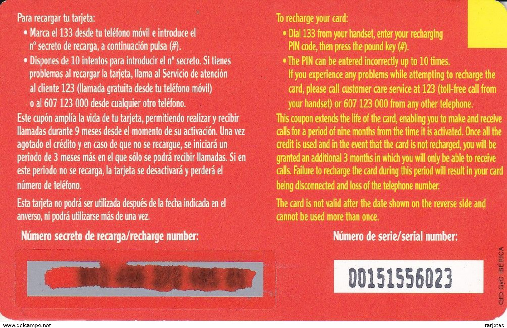 ACR-053/1  TARJETA DE AIRTEL DE 2000 PTAS DEL 31/12/2001  (11 DIGITOS) - Airtel